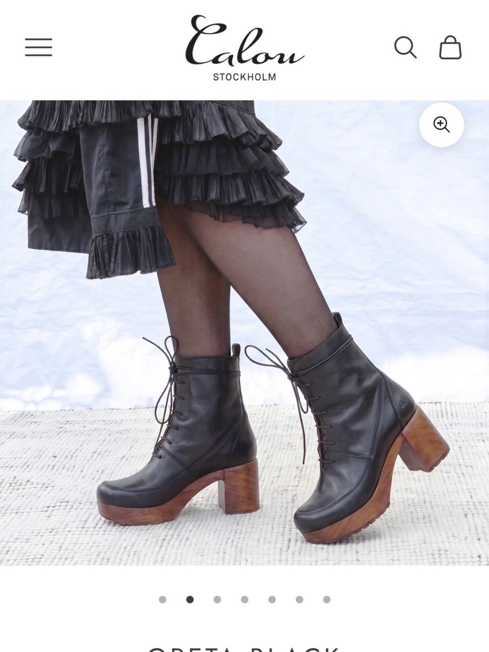 Calou Greta Lace-Up Platform Ankle Boot in Black